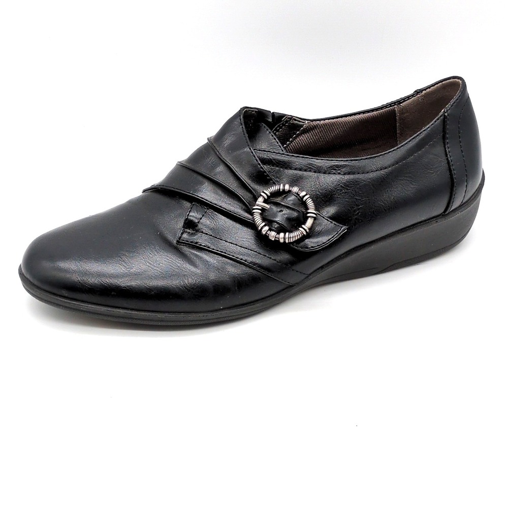 Life Stride Shoes Womens Imagine Black 10 Memory Foam Loafers‎ Buckle Dressy